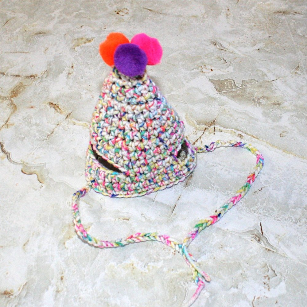 HAND CRAFTED Crochet Party Hat Costume Photo Prop Celebration Birthday - Picture 4 of 15